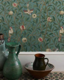 William Morris & Co. Tapet - Bird & Pomegranate Blue/Sage