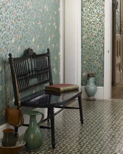 William Morris & Co. Tapet - Bird & Pomegranate Turquoise/Coral