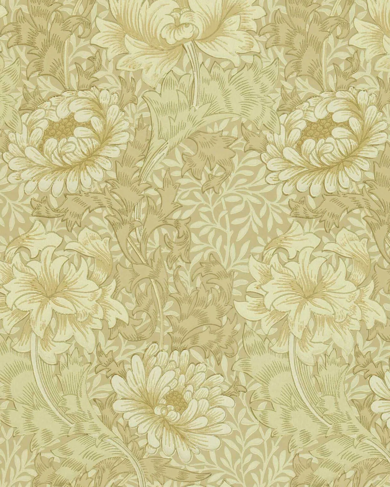 William Morris & Co. Tapet - Chrysanthemum Ivory/Canvas