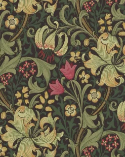 William Morris & Co. Tapet - Golden Lily Charcoal/Olive