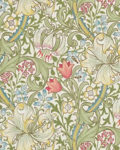 William Morris & Co. Tapet - Golden Lily Green/Red