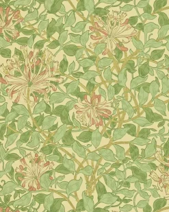 William Morris & Co. Tapet - Honeysuckle Green/Beige/Pink