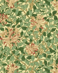William Morris & Co. Tapet - Honeysuckle Green/Coral/Pink