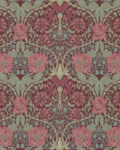 William Morris & Co. Tapet - Honeysuckle & Tulip Burgundy/Sage