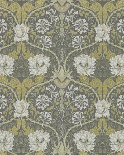 William Morris & Co. Tapet - Honeysuckle & Tulip Charcoal/Gold