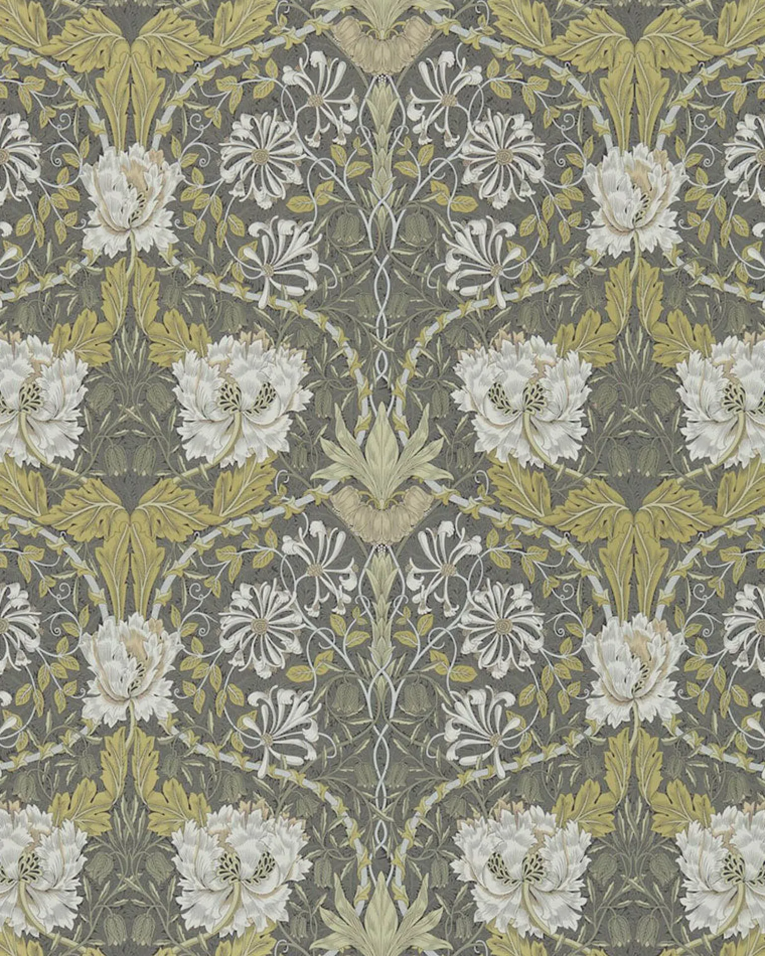 William Morris & Co. Tapet - Honeysuckle & Tulip Charcoal/Gold