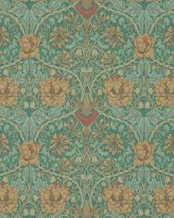 William Morris & Co. Tapet - Honeysuckle & Tulip Emerald/Russet