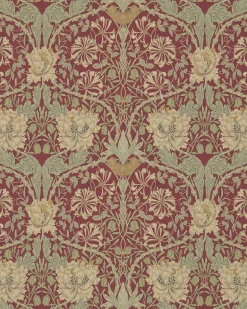 William Morris & Co. Tapet - Honeysuckle & Tulip Red/Gold
