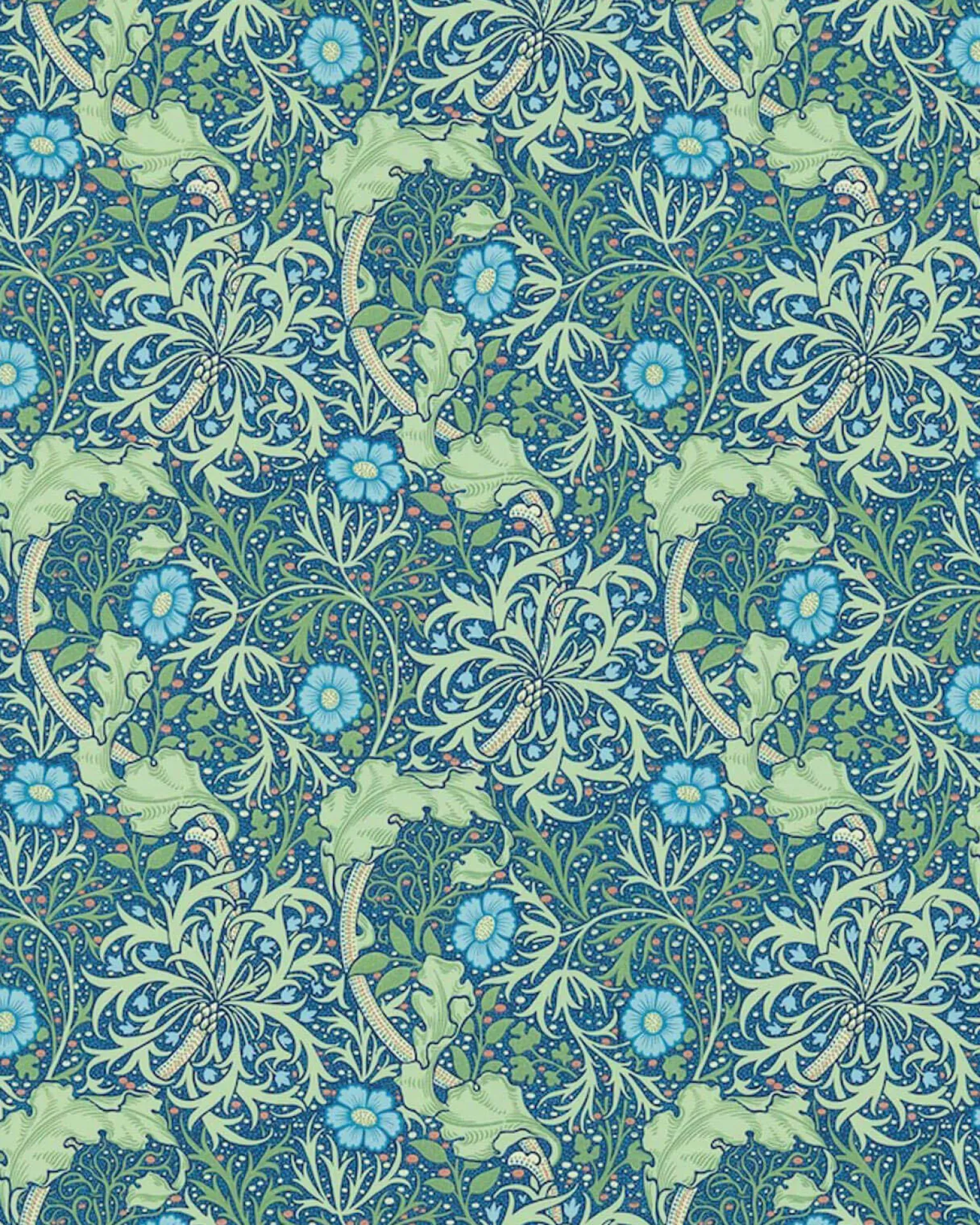 William Morris & Co. Tapet - Morris Seaweed Cobalt/Thyme