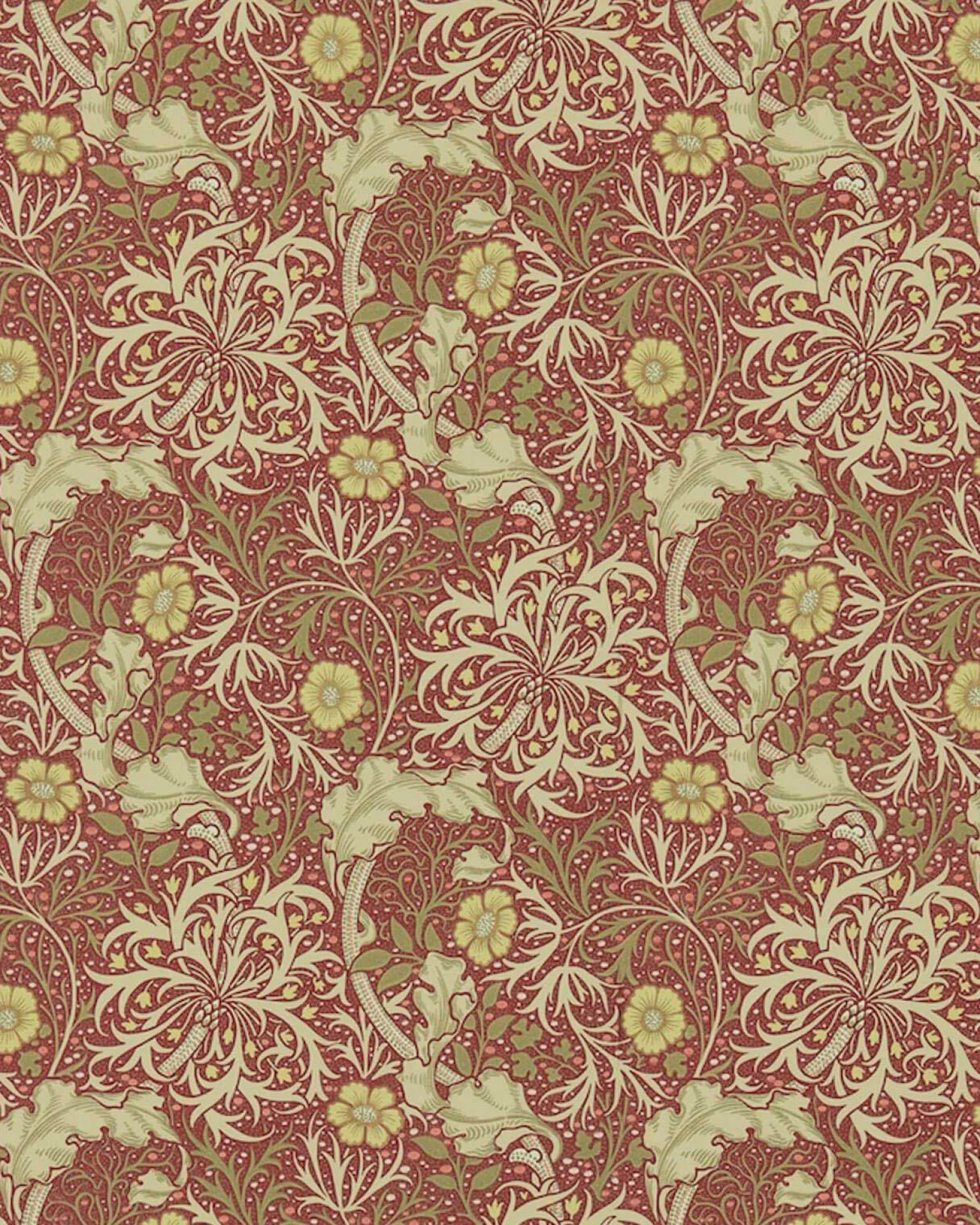 William Morris & Co. Tapet - Morris Seaweed Red/Gold