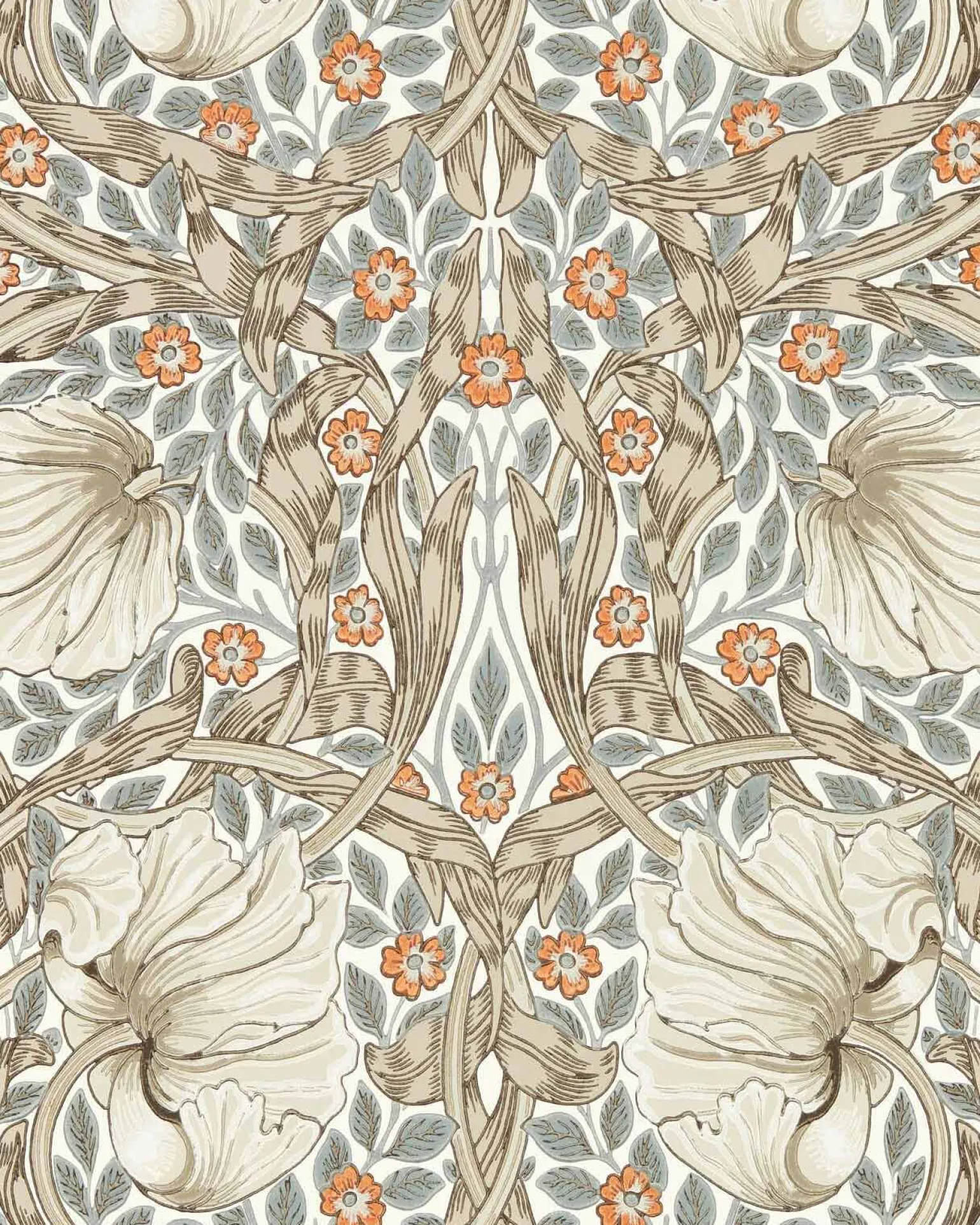 William Morris & Co. Tapet - Pimpernel Linen/Coral