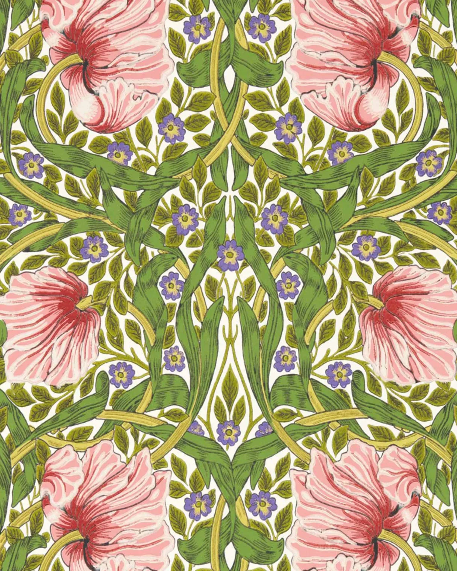 William Morris & Co. Tapet - Pimpernel Sap Green/Strawberry