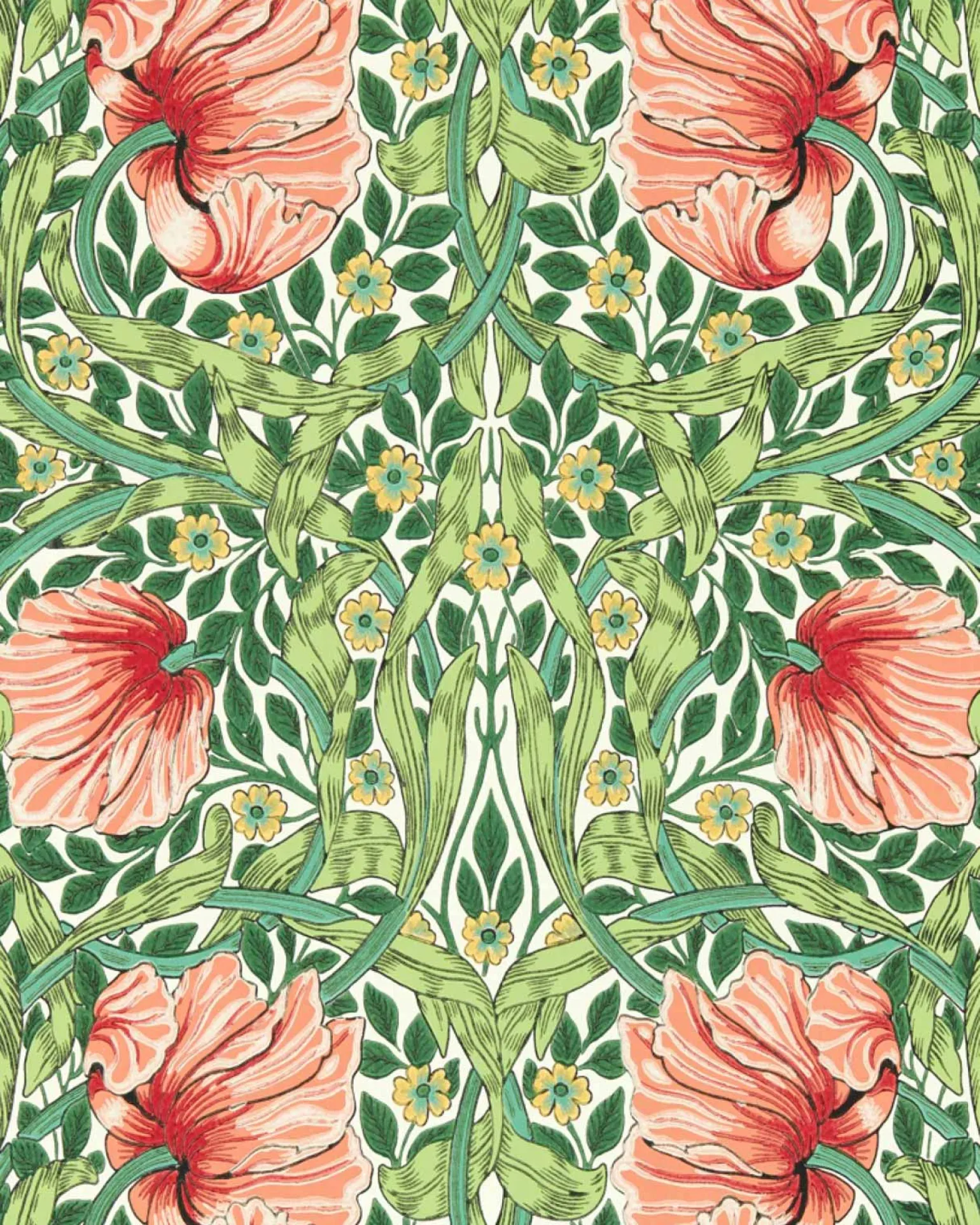 William Morris & Co. Tapet - Pimpernel Shamrock/Watermelon