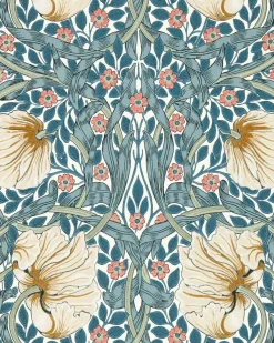 William Morris & Co. Tapet - Pimpernel Woad/Coral