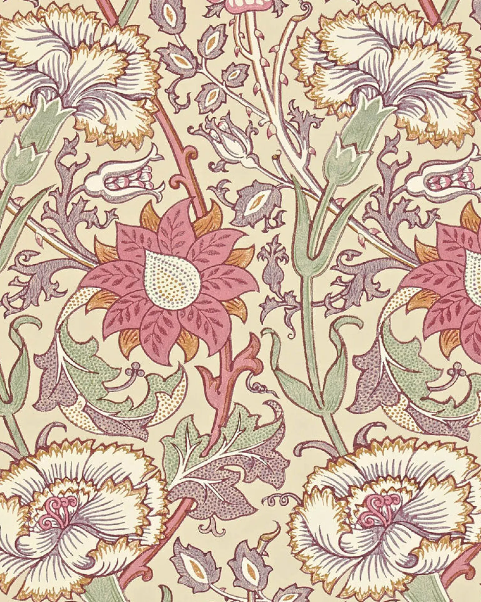 William Morris & Co. Tapet - Pink & Rose manilla/wine