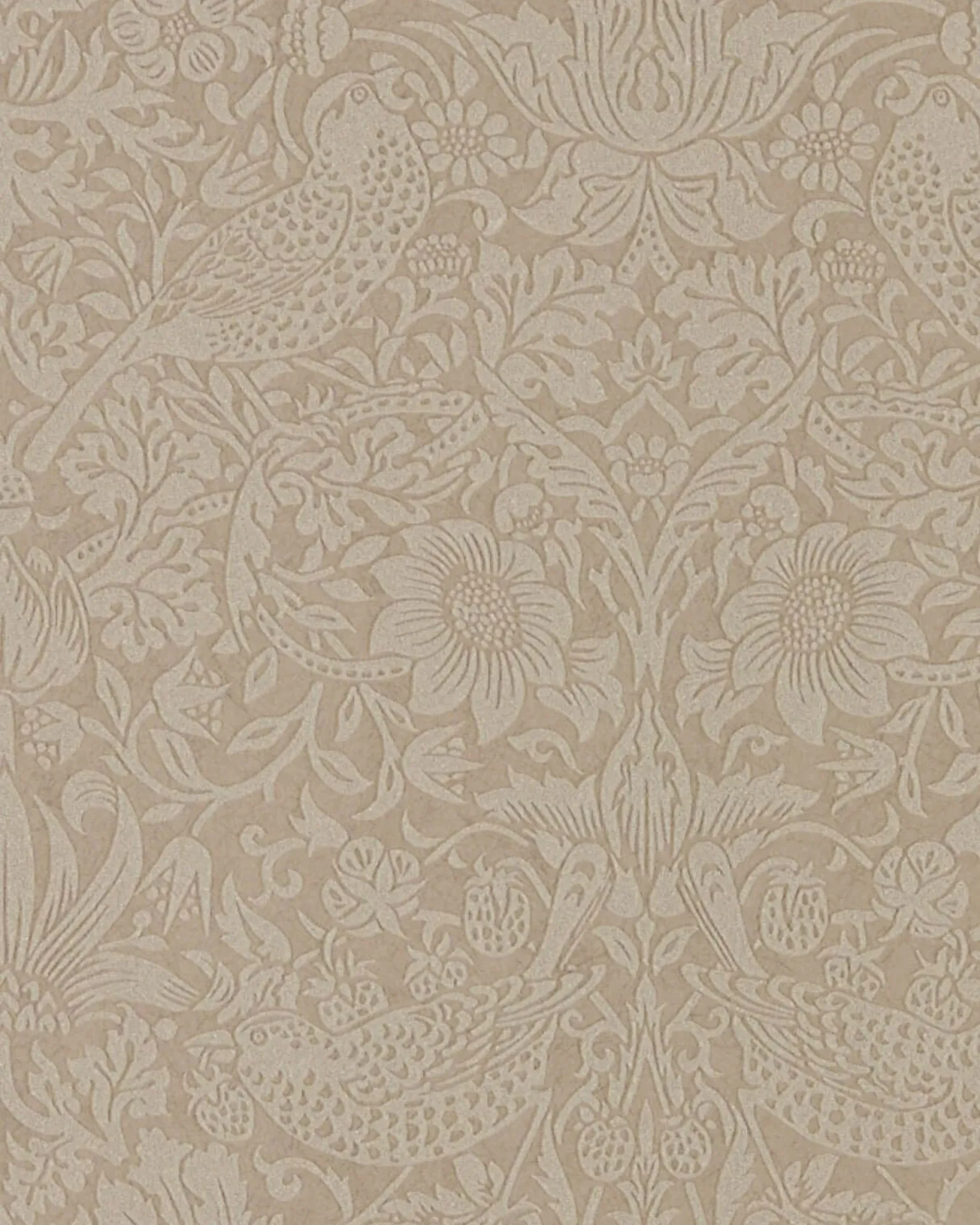 William Morris & Co. Tapet - Pure Strawberry Thief Taupe/Gilver