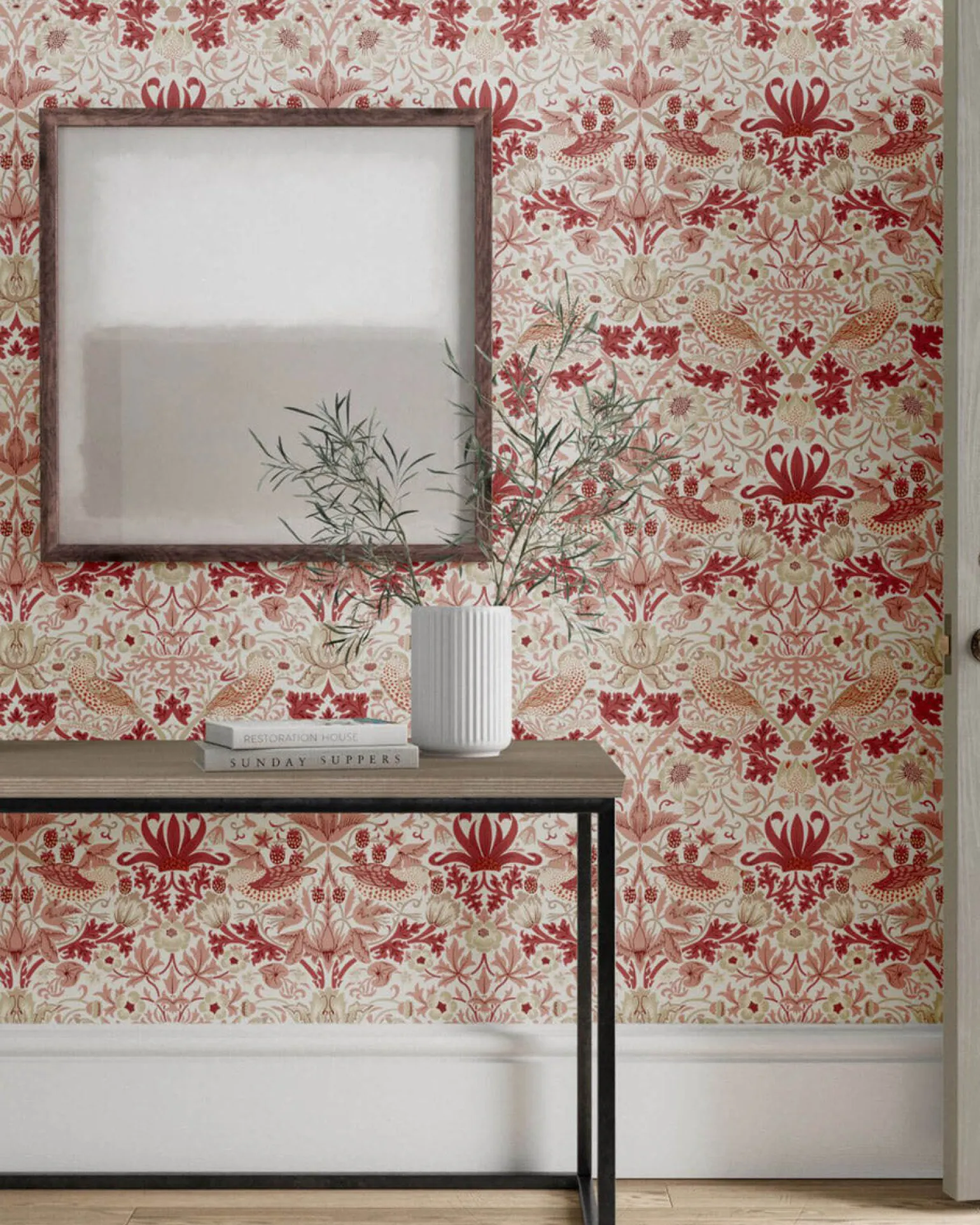 William Morris & Co. Tapet - Simply Strawberry Thief madder