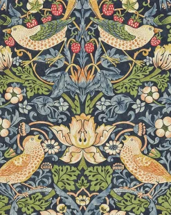 William Morris & Co. Tapet - Strawberry Thief indigo/mineral